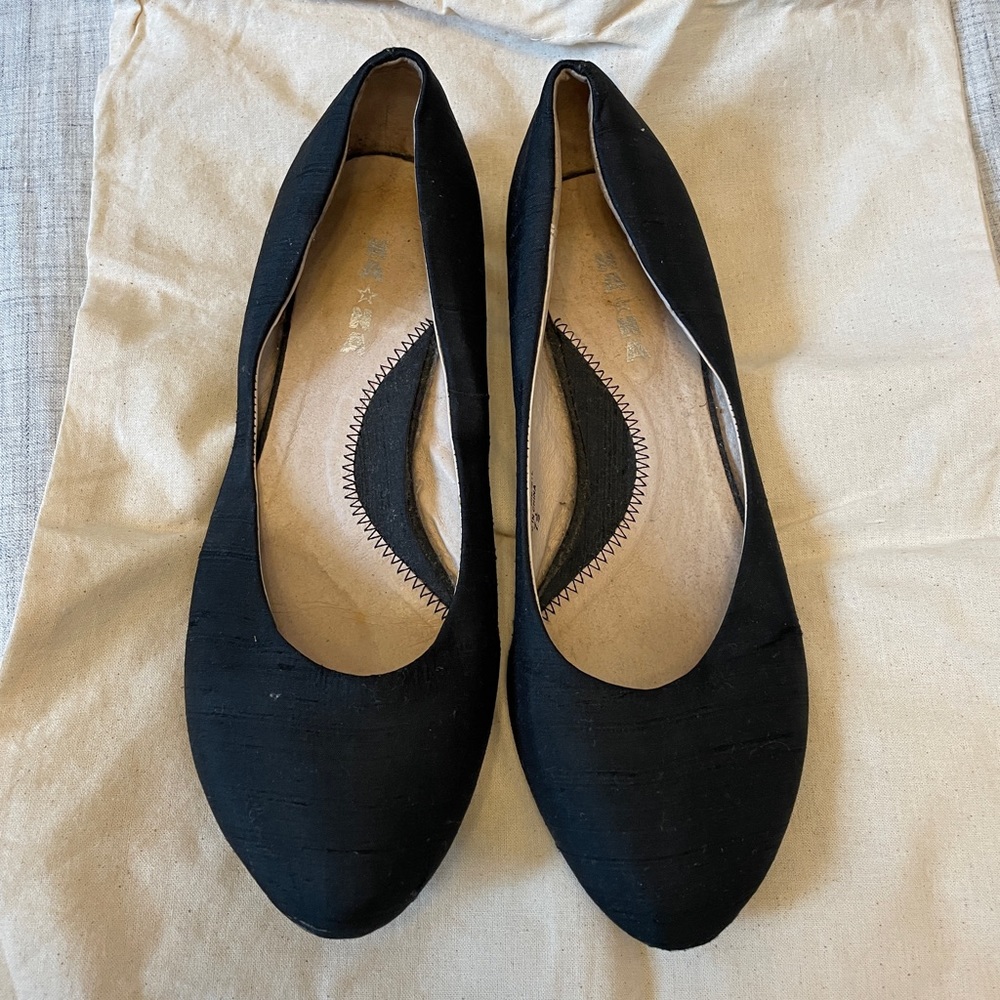 Black silk ballet flats